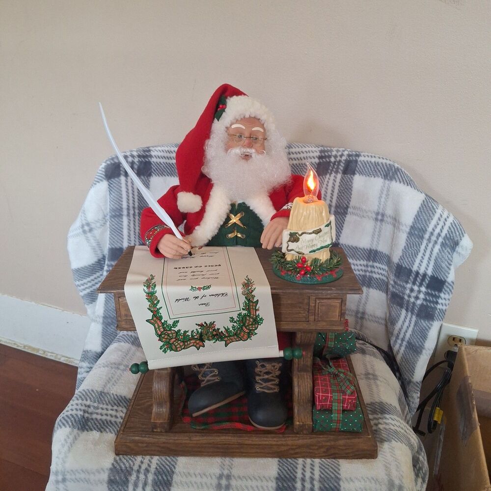Vintage Traditions Animated Santa at Workshop with Candlelight Musical Holiday
